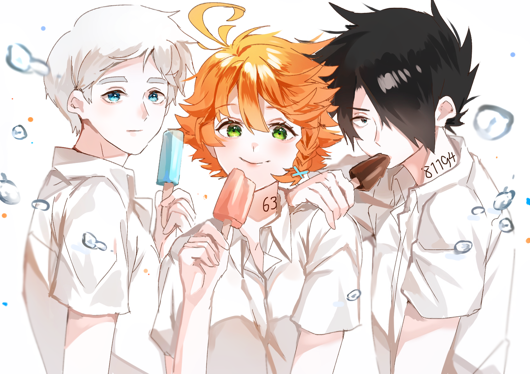The Promised Neverland Emma, Norman, Ray.